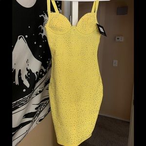 Yellow Sparkle Bodycon Bandage Dress brand new